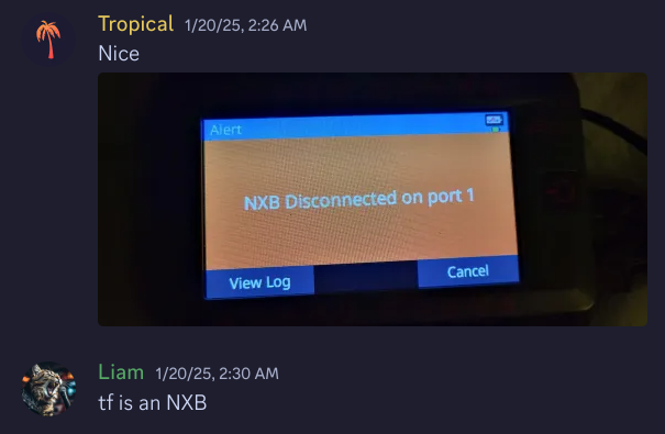 NXB disconnected on port 1