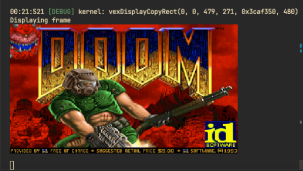 Simulator rendering frames from a V5 DOOM port